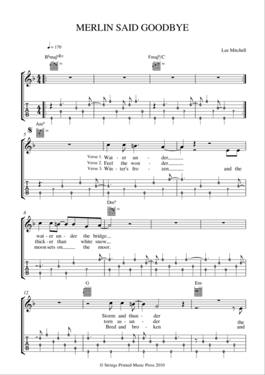 MERLIN SAID GOODBYE Acoustic Guitar scores gallery preview page 1