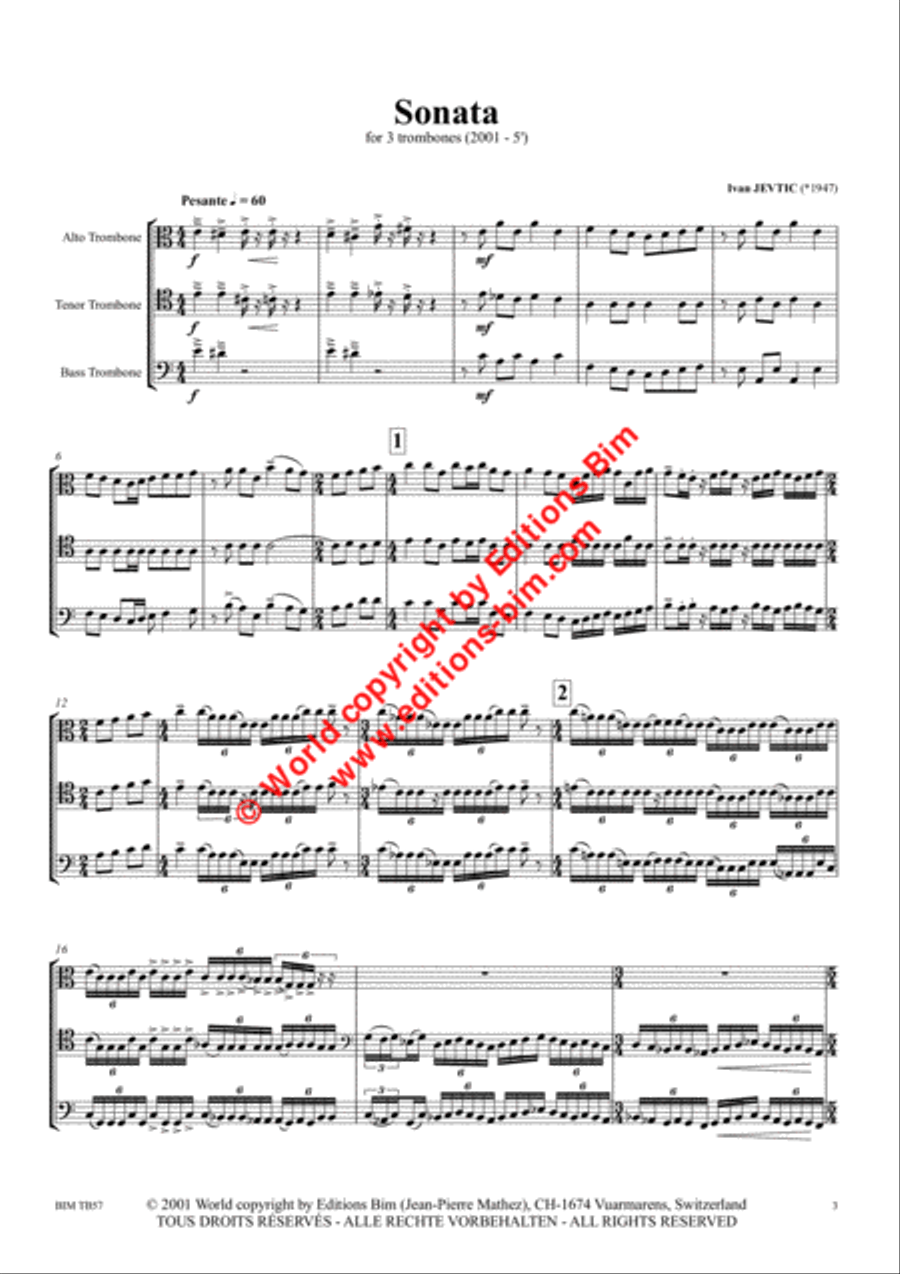 Sonata per 3 tromboni Sonata per 3 tromboni Bass Trombone scores gallery preview page 2