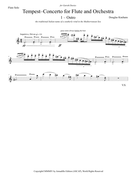 Tempest-Concerto for Flute and Orchestra (Piano Reduction)