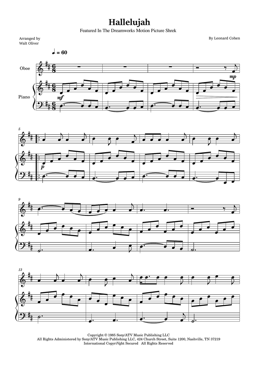Hallelujah Piano scores gallery preview page 1
