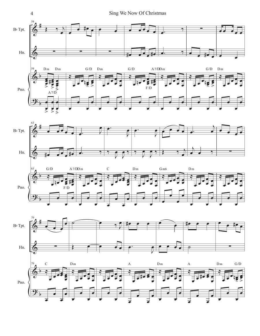 Sing We Now Of Christmas (Noël Nouvelet) (Duet for Bb-Trumpet & French Horn) Brass Duet scores gallery preview page 4