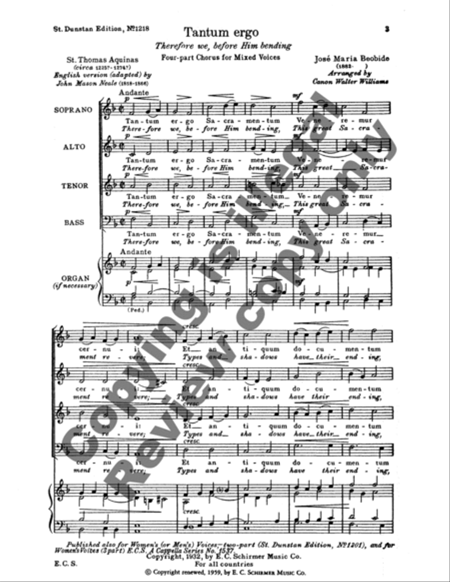 Tantum ergo (Therefore We, Before Him Bending) 4-Part scores gallery preview page 5