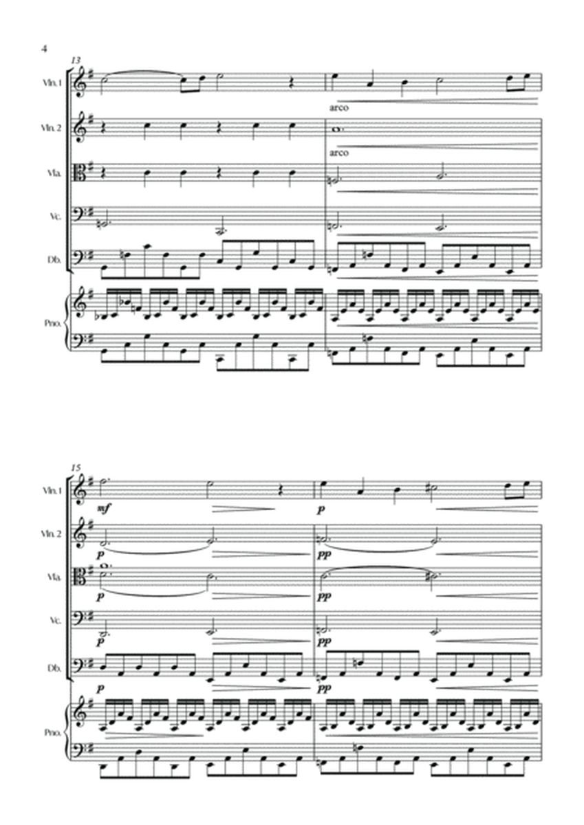 The Swan (C. Saint-Saëns) - String quintet with piano - Score and parts image number null