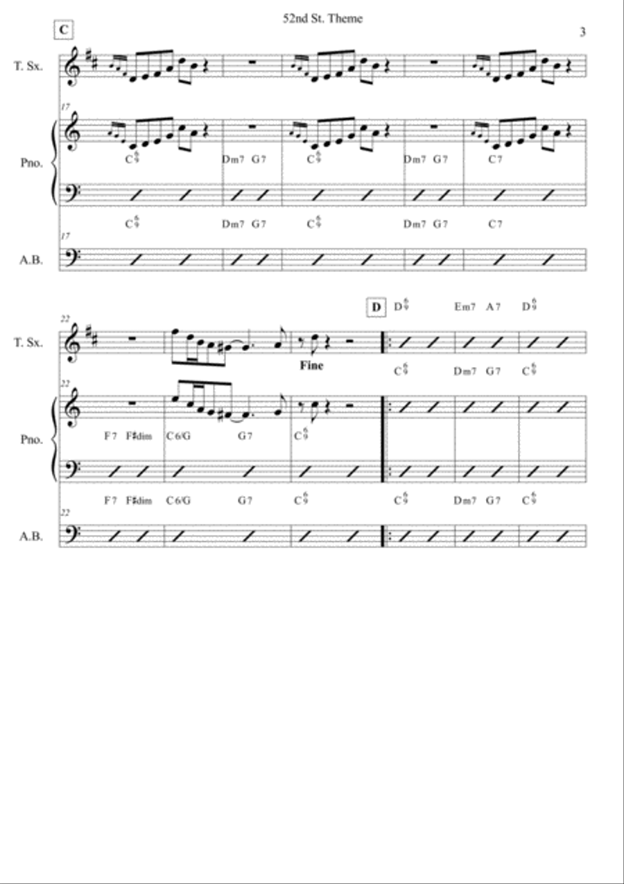 52nd Street Theme Small Ensemble scores gallery preview page 3