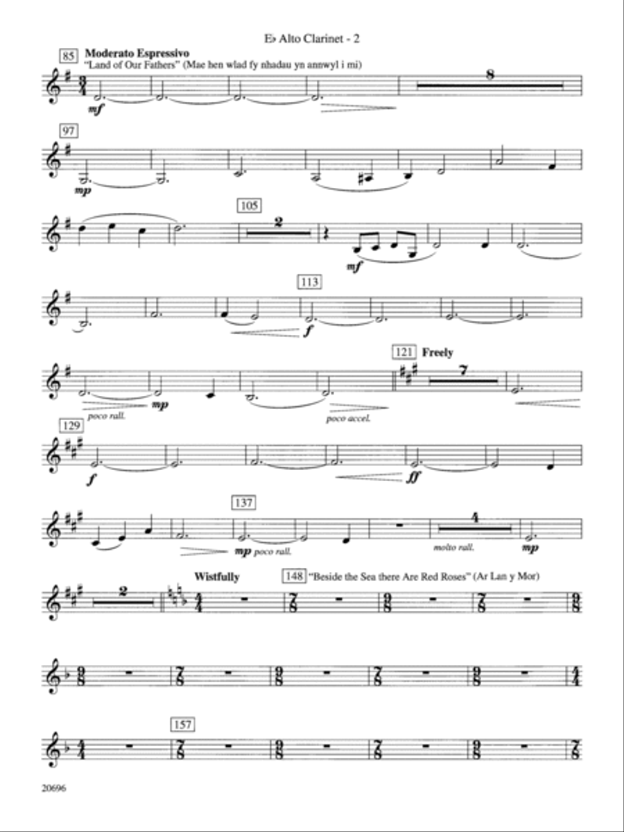 Welsh Ayres & Dances: E-flat Alto Clarinet Concert Band scores gallery preview page 2