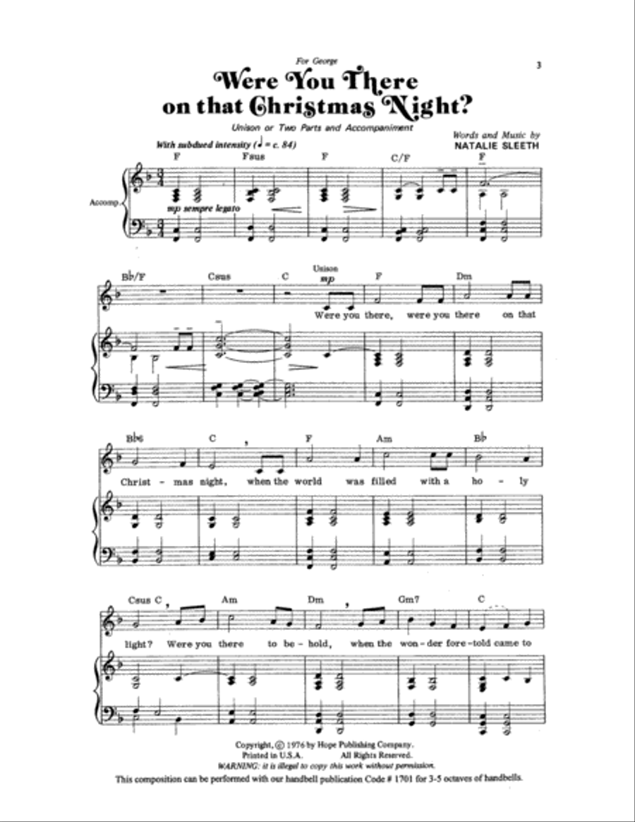 Were You There on That Christmas Night? Unison Choir scores gallery preview page 4
