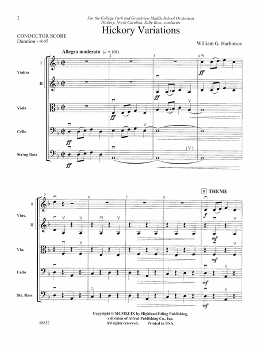 Hickory Variations: Score String Orchestra scores gallery preview page 2