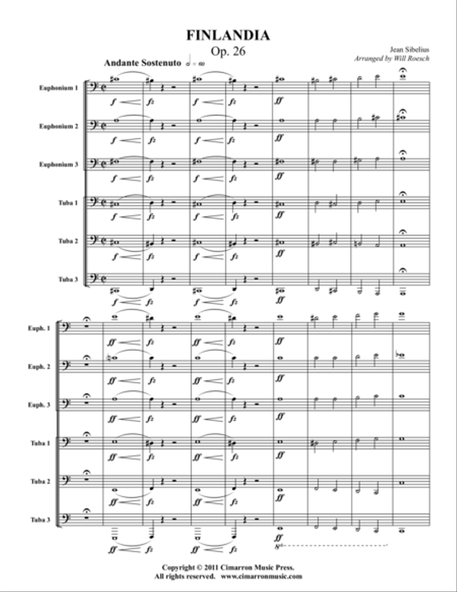 Finlandia Euphonium scores gallery preview page 1