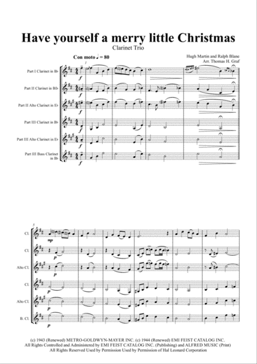 Have Yourself A Merry Little Christmas from MEET ME IN ST. LOUIS Woodwind Ensemble scores gallery preview page 1