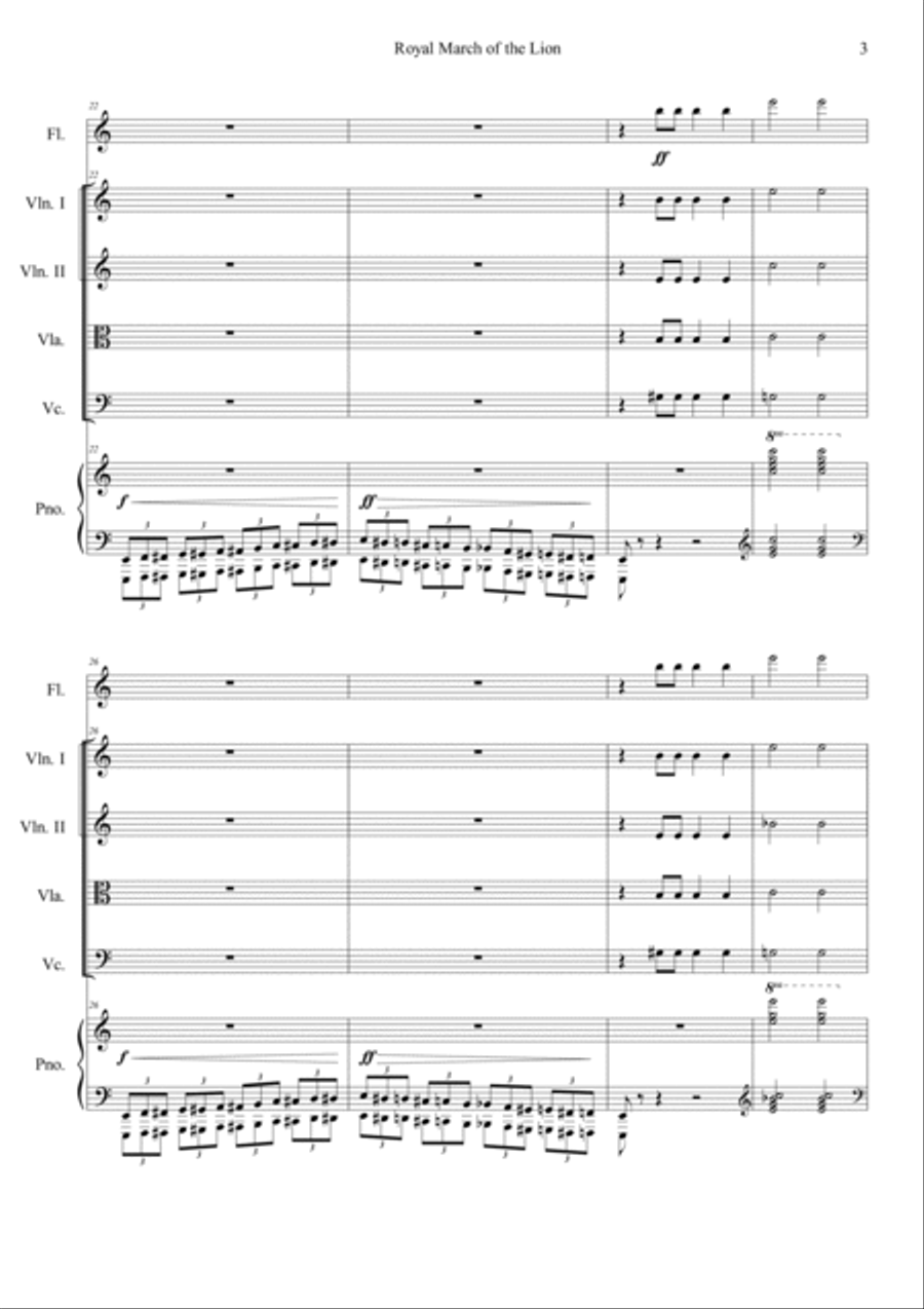Le Lion (Le Carnaval des Animaux) Orchestra scores gallery preview page 3