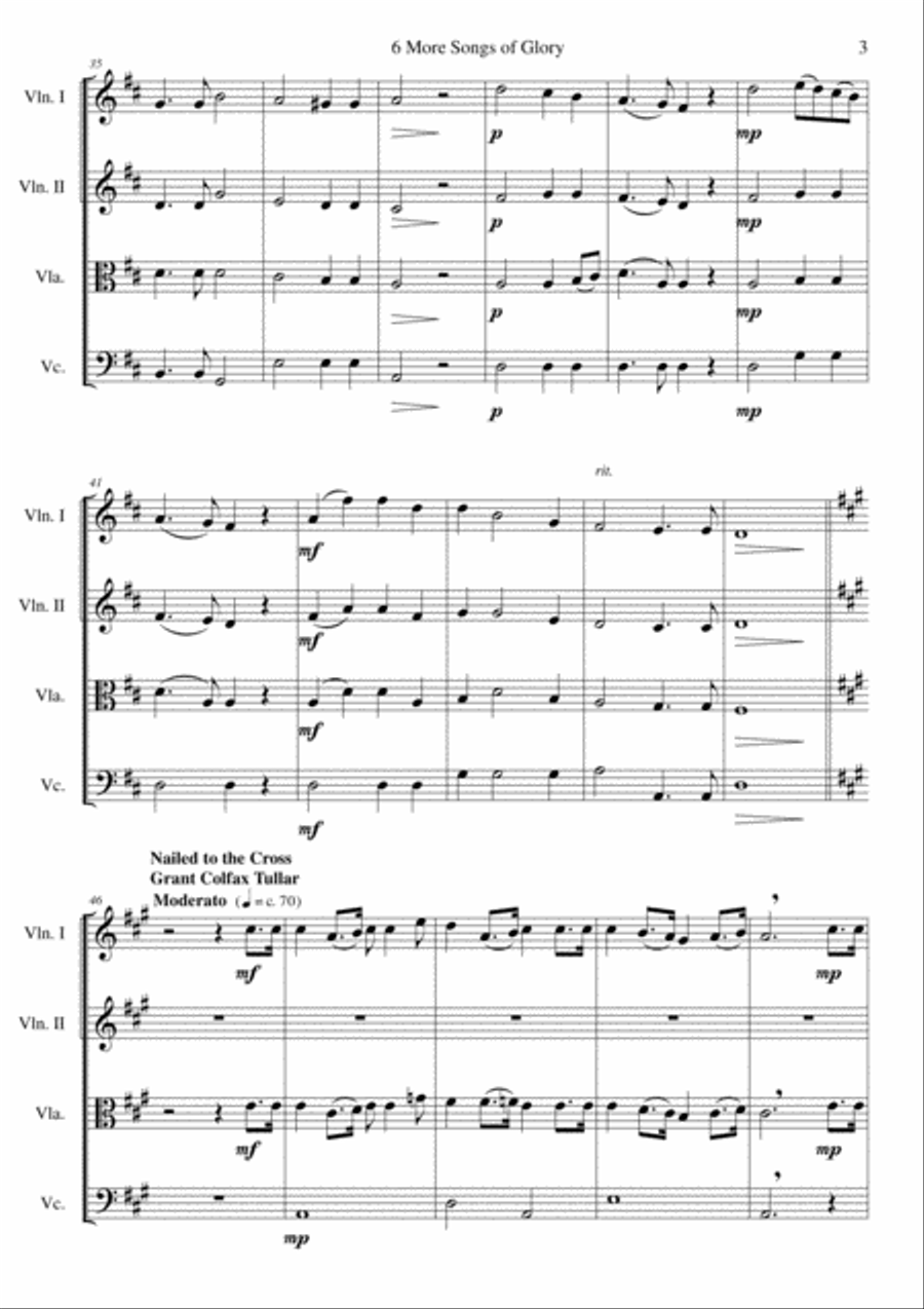 6 more Songs of Glory for string quartet image number null
