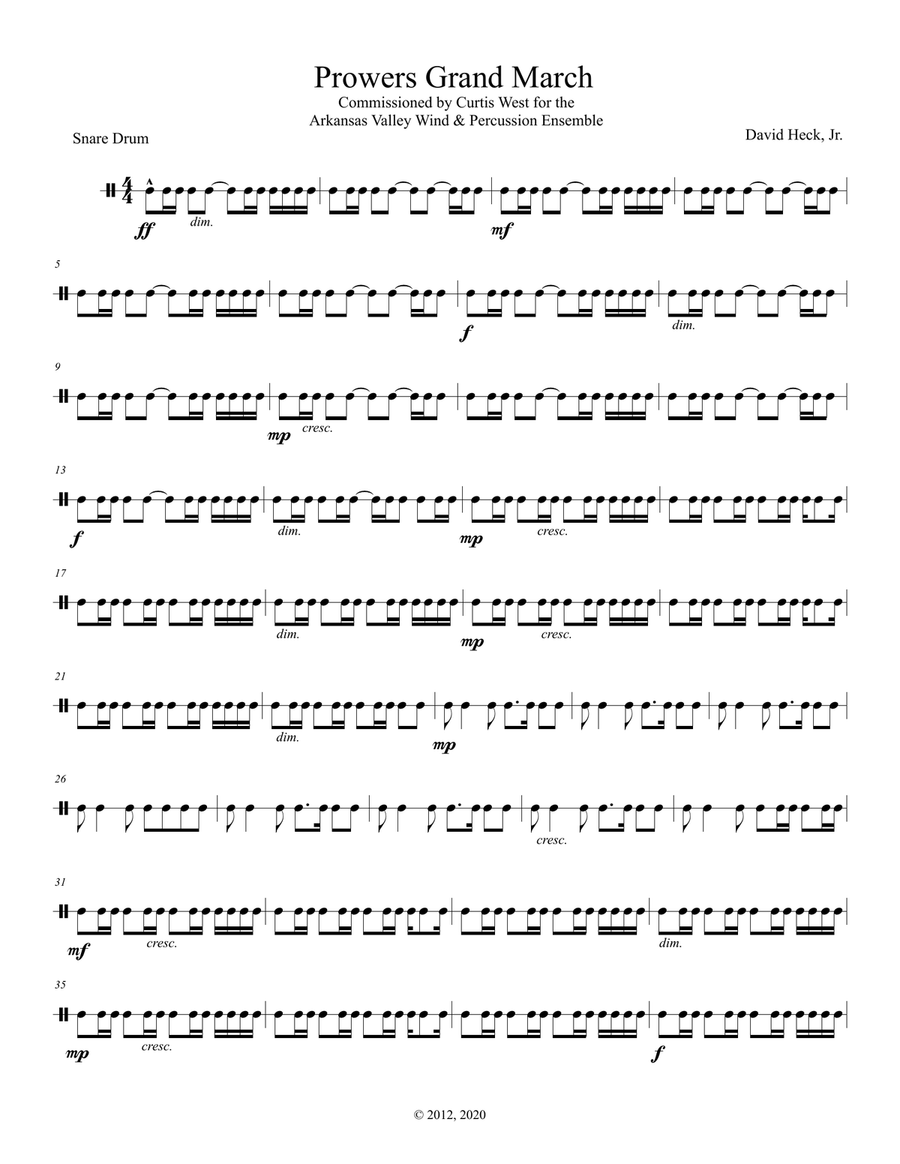 Prowers Grand March - Snare Drum Concert Band scores gallery preview page 1