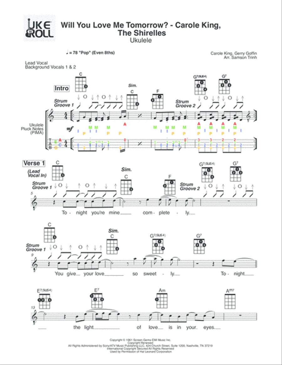 Will You Love Me Tomorrow (Will You Still Love Me Tomorrow) Ukulele scores gallery preview page 1