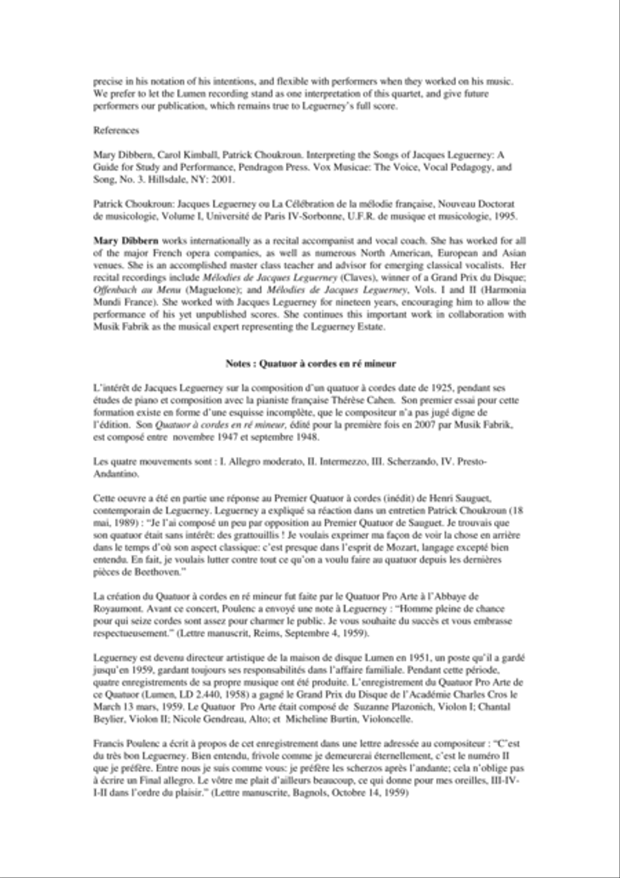 Jacques Leguerney: String Quartet in D for two violins, viola and cello String Quartet scores gallery preview page 3
