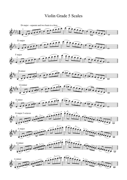 Grade 5 Violin Scales Violin Solo - Digital Sheet Music