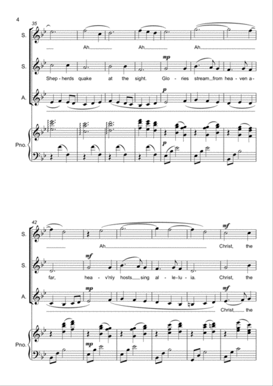 Silent Night - SSA Three part Choir. Upper Voices SSA scores gallery preview page 4
