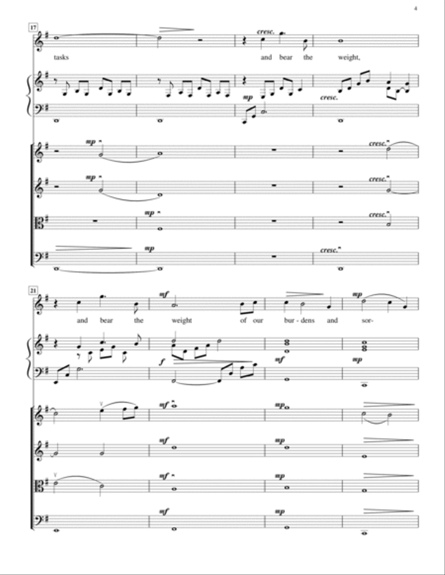 Prayer for Evening (Contralto or Tenor voice, Piano, and String Quartet) Cello scores gallery preview page 4