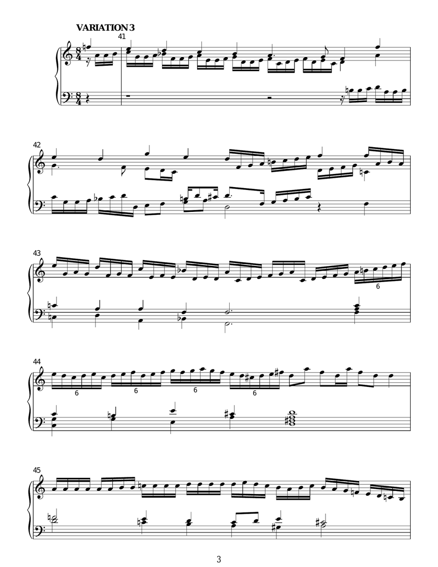 6 Variations On Ma Jeunesse A Une Fin! Piano Solo scores gallery preview page 3