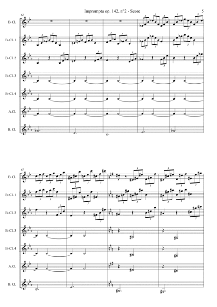 Impromptu op. 142, n° 2 Woodwind Ensemble scores gallery preview page 5