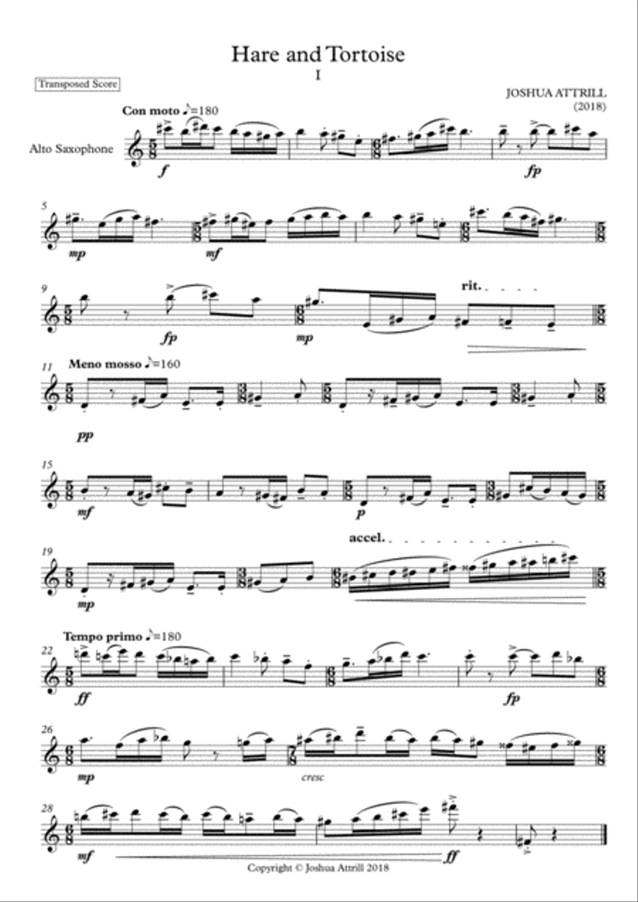 Hare and Tortoise - Alto Sax Study Alto Saxophone scores gallery preview page 1