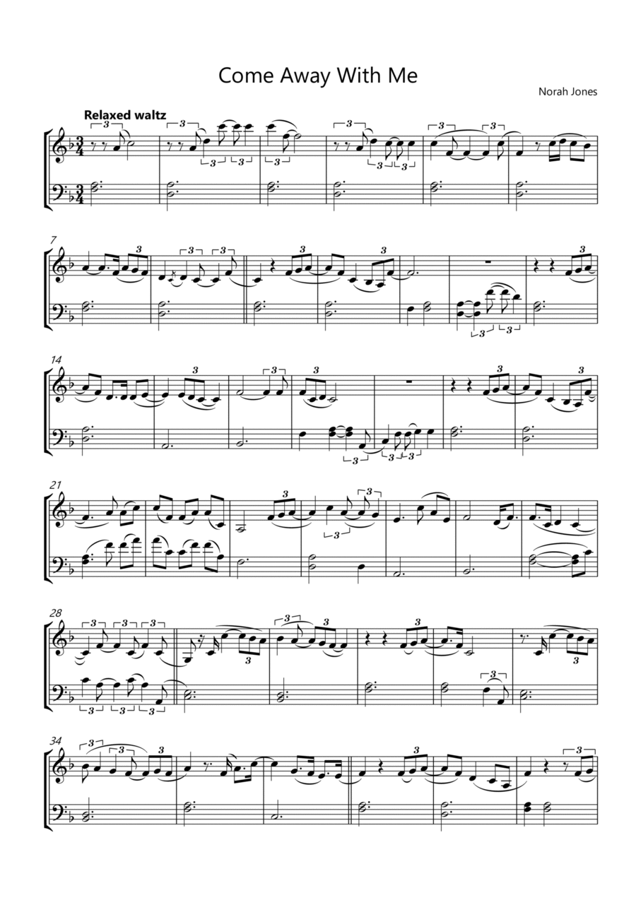 Come Away With Me String Duet scores gallery preview page 1