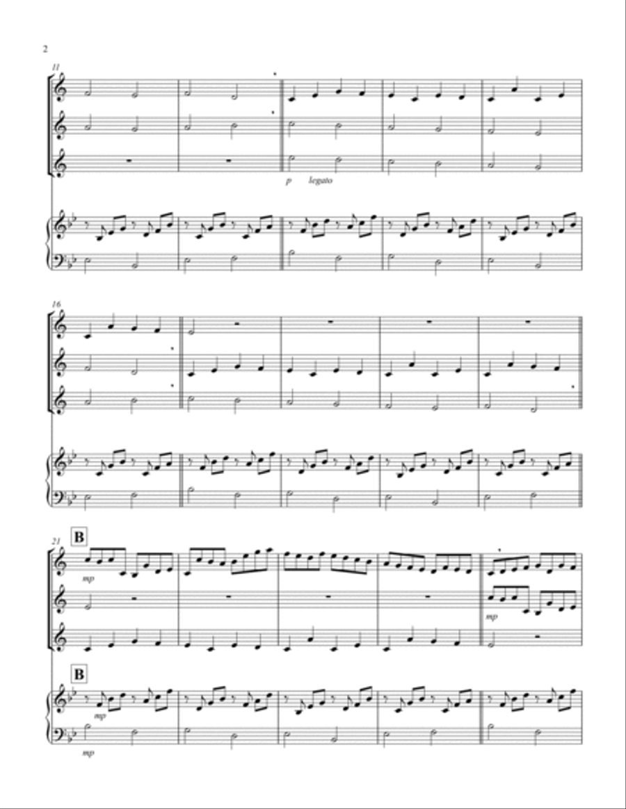 Canon (Pachelbel) (Bb) (Trumpet Trio, Keyboard) Trumpet Trio scores gallery preview page 2