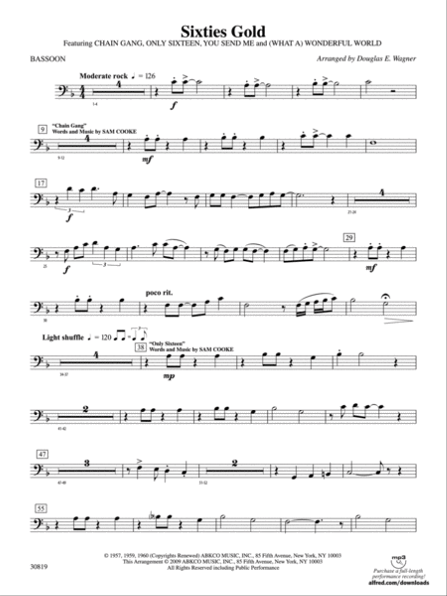Sixties Gold: Bassoon Sixties Gold: Bassoon Concert Band scores gallery preview page 1