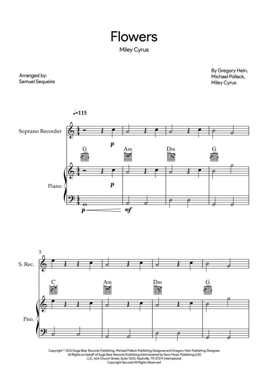 Flowers Recorder scores gallery preview page 1