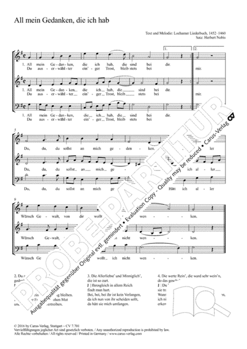 15 Volkslieder fur dreistimmigen gemischten Chor