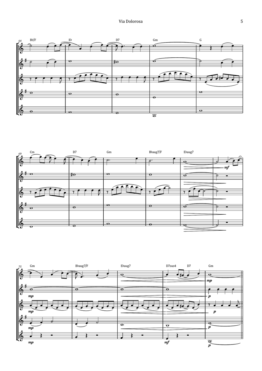 Via Dolorosa Saxophone Quintet scores gallery preview page 5