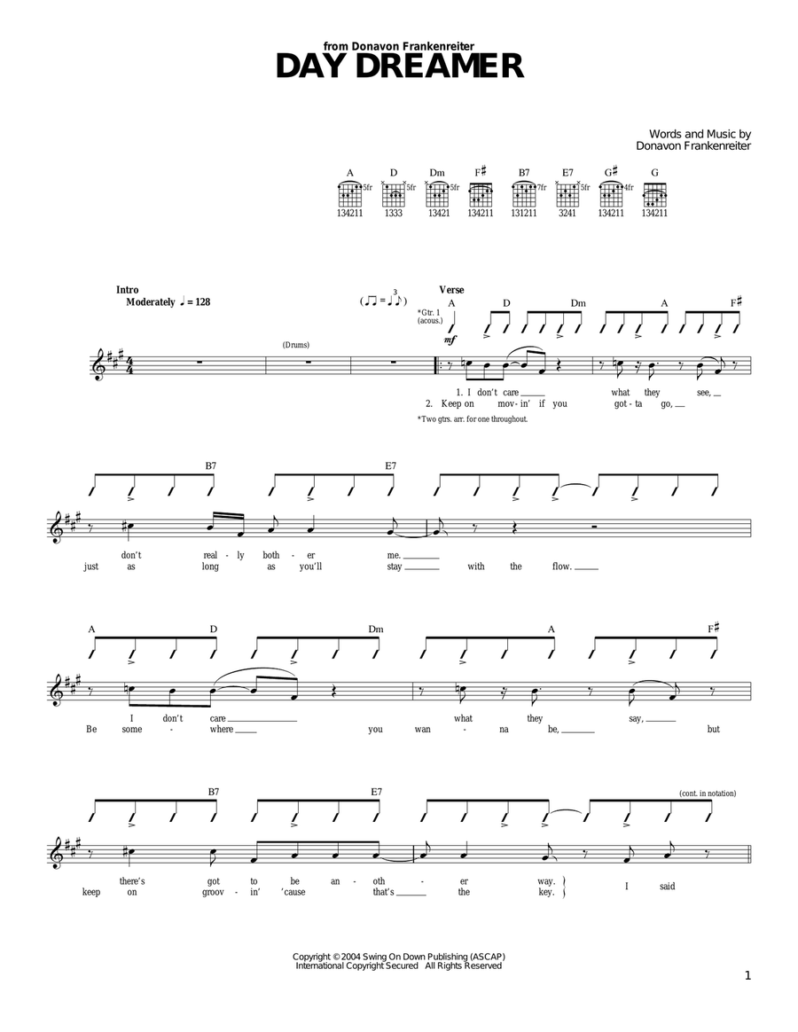 Day Dreamer Acoustic Guitar scores gallery preview page 1