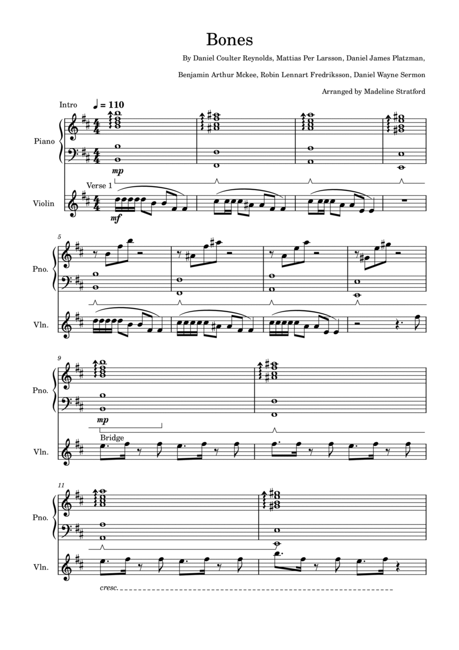 Bones Violin Solo scores gallery preview page 1