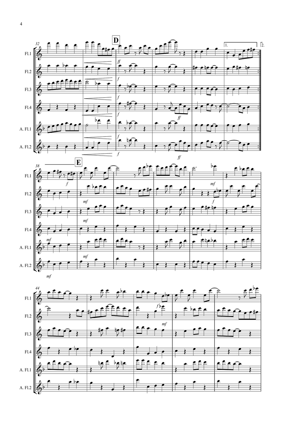 The Entertainer for Flute Quartet Flute Quartet scores gallery preview page 4