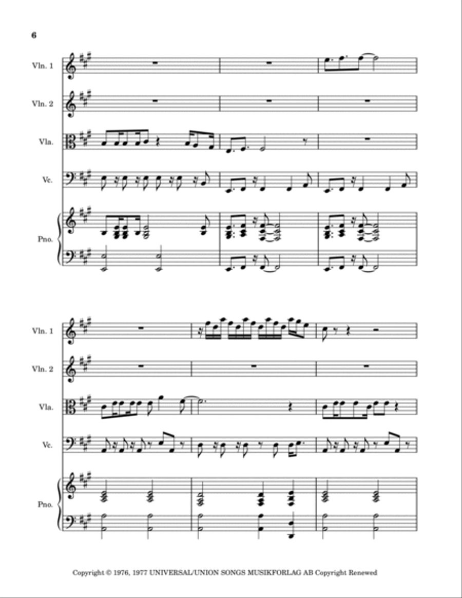 Dancing Queen Piano Quintet scores gallery preview page 6