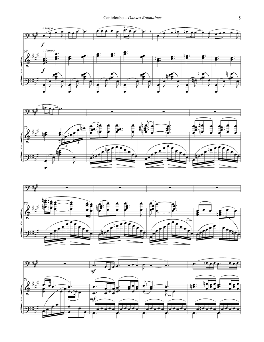 Danses Roumaines for Tuba or Bass Trombone & Piano Bass Trombone scores gallery preview page 5