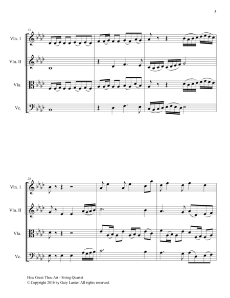 HOW GREAT THOU ART (String Quartet – Violin 1 & 2, Viola, Cello with Score & Parts)