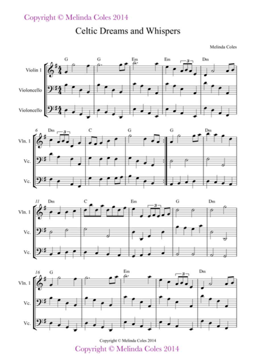 Celtic dreams and whispers String Trio scores gallery preview page 1
