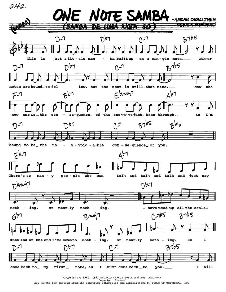 One Note Samba (Samba De Uma Nota So) Voice scores gallery preview page 1