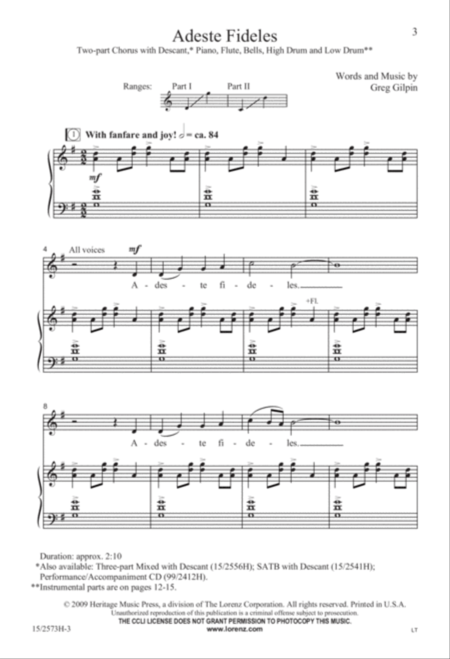 Adeste Fideles 2-Part scores gallery preview page 4
