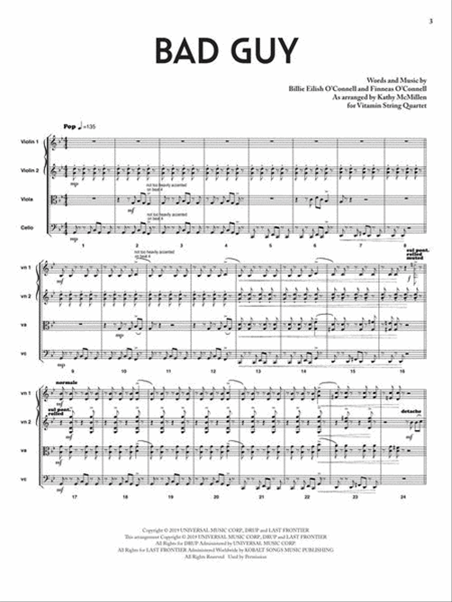 Bad Guy - featured in the Netflix Series Bridgerton String Quartet scores gallery preview page 4