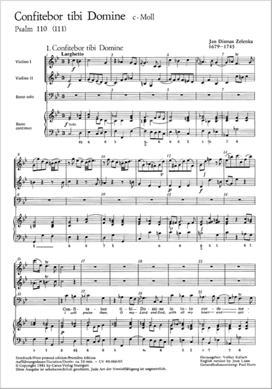 I will praise thee, o my Lord and God (Confitebor tibi Domine) Bass Voice scores gallery preview page 2