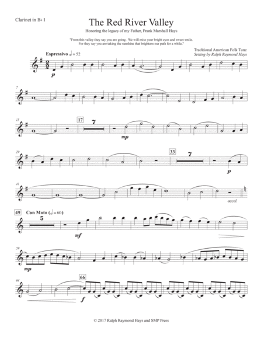 The Red River Valley (for Clarinet Quartet SSSB or SSAB) Clarinet Quartet scores gallery preview page 6