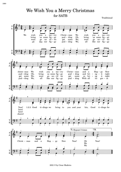 We Wish You A Merry Christmas - SATB Choir (Full Score) image number null