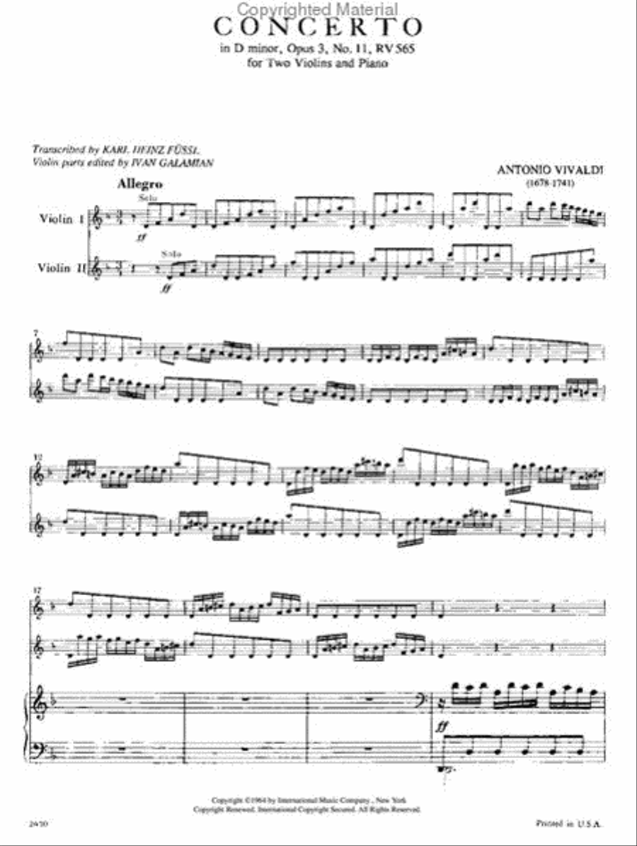 Concerto In D Minor, Rv 565 Violin scores gallery preview page 2
