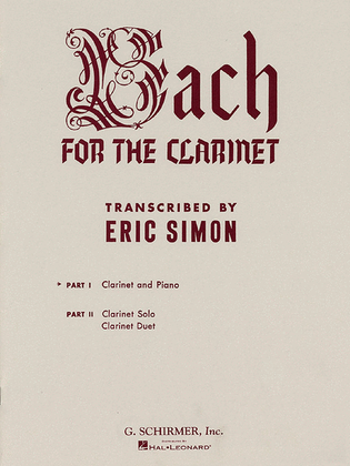 Book cover for Bach for the Clarinet – Part 1