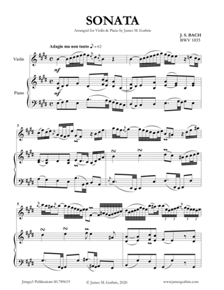 Book cover for BACH: Sonata BWV 1035 for Violin & Piano