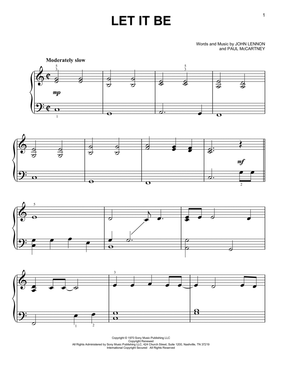 Let it be piano easy slow discount