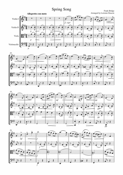 Spring Song (Frank Bridge) String Quartet Violin Viola Cello image number null