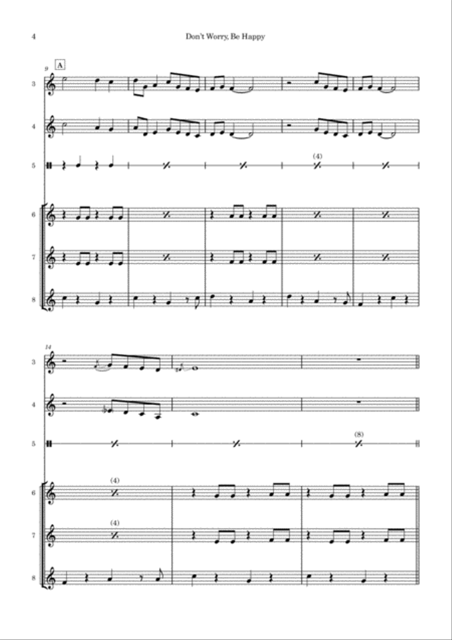 Don't Worry, Be Happy Percussion Ensemble scores gallery preview page 4