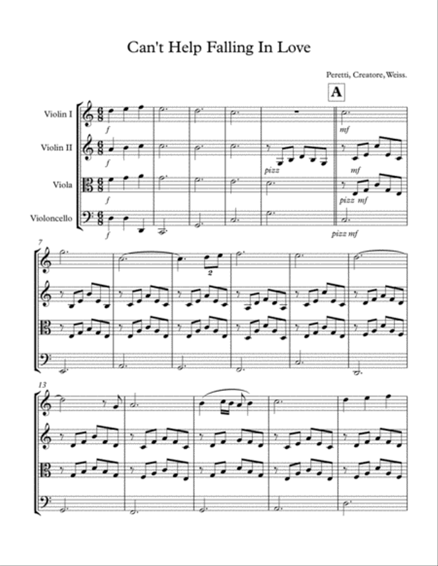 Can't Help Falling In Love String Trio scores gallery preview page 1
